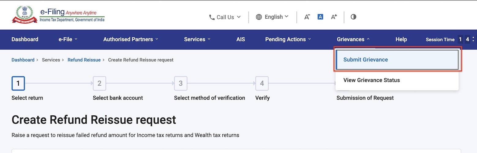 How to Submit and Track Refund Reissue Grievance on ITD Website-techinfoBiT